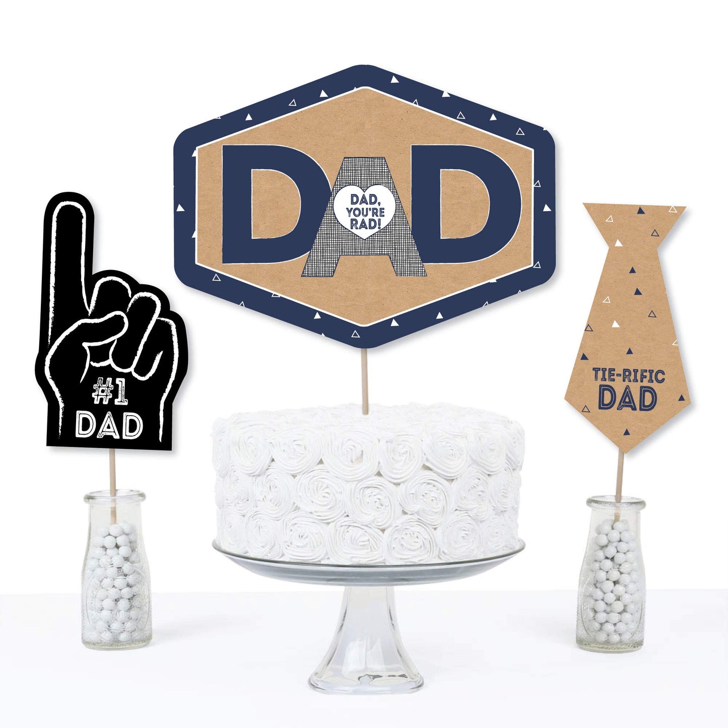 Big Dot of Happiness My Dad is Rad - Father's Day Centerpiece Sticks - Table Toppers - Set of 15
