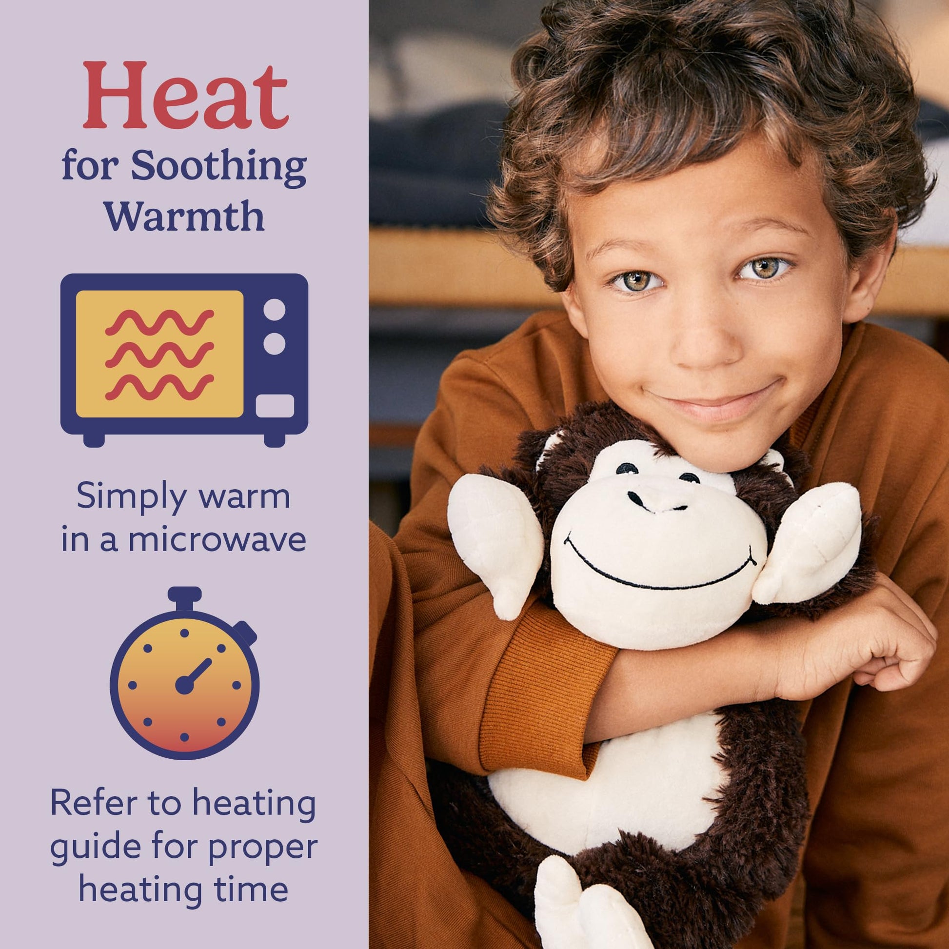 warmies Microwavable & Weighted Stuffed Animals, Monkey - Heated Stuffed Animal Plushie for Warmth & Comfort - Cute Soft Plush Toys for Adults