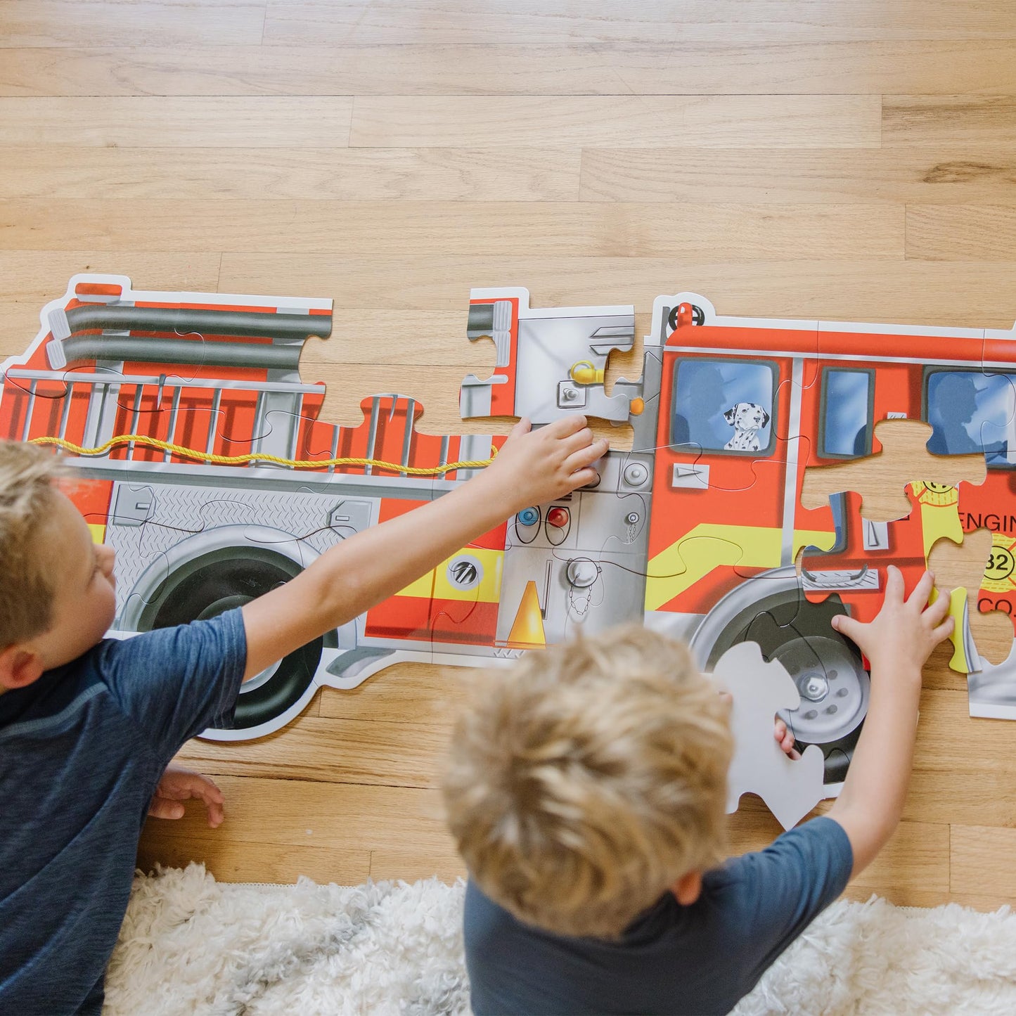 Melissa & Doug Fire Truck Jumbo Jigsaw Floor Puzzle (24 pcs, 4 feet Long) - FSC Certified