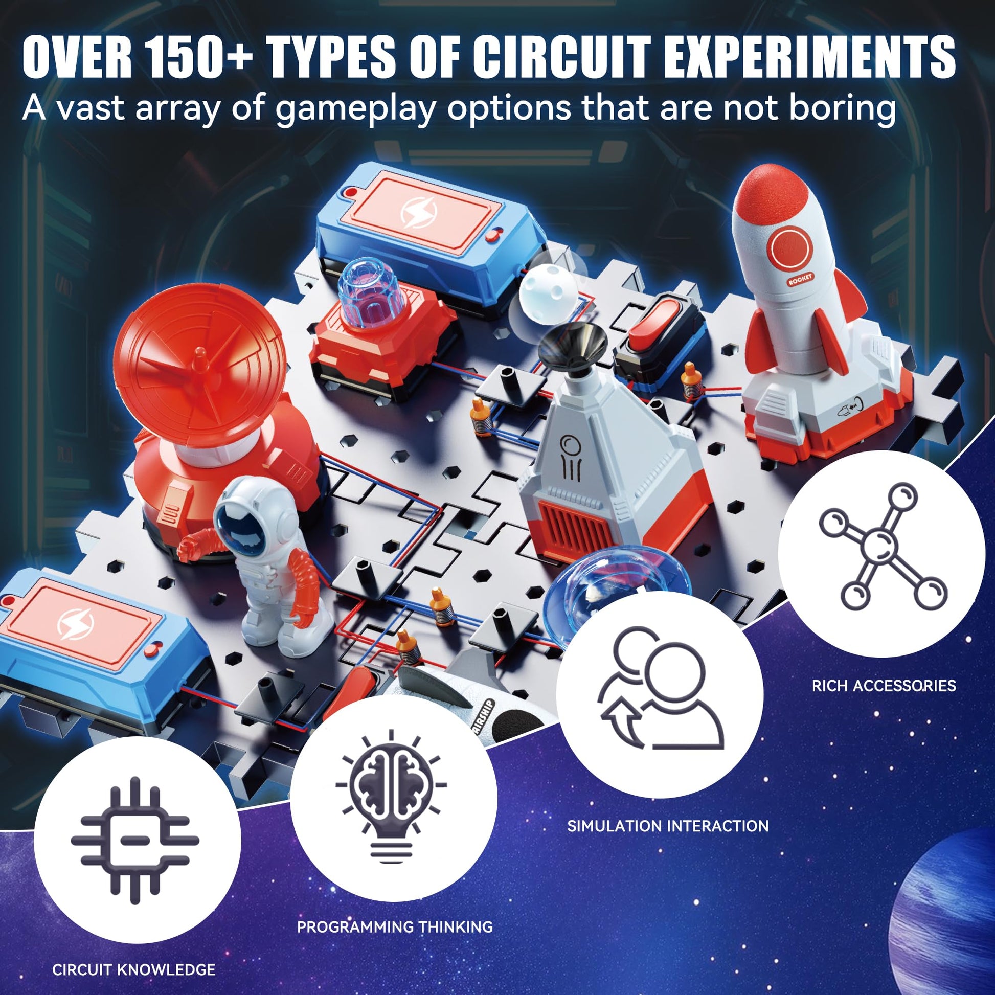 STEM Circuit Kit for Kids Ages 6+, 35 PCS Electronics Set with 200+ Projects, Electric Circuit Board Science Toy, Educational Engineering Gift