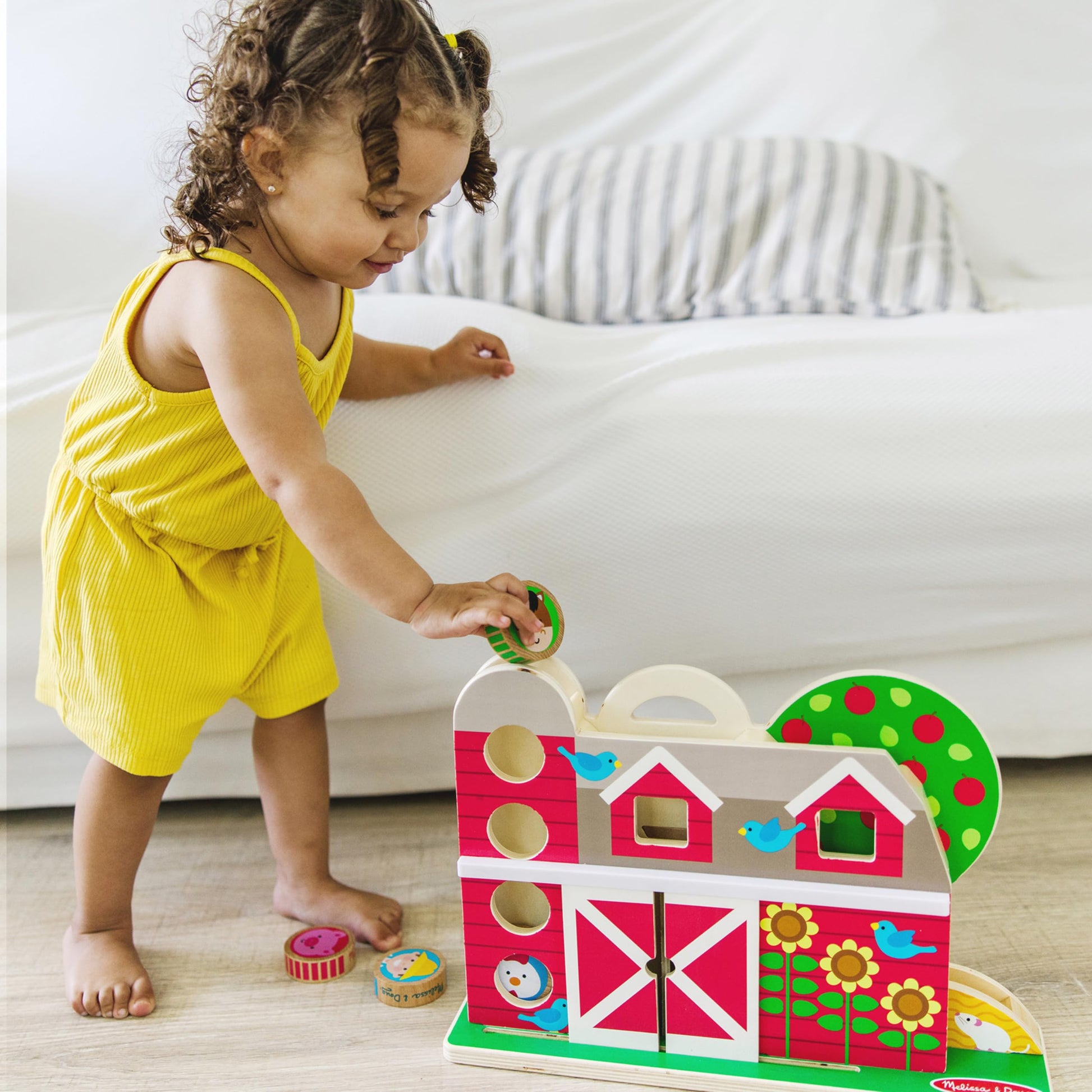 Melissa & Doug GO Tots Wooden Barnyard Tumble with 4 Disks - FSC Certified