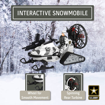 Lollipop United States Army Action Figures & Kids Snowmobile Military Toys Set w/ Snow Mobile, Soldier, Weaponry & Play Vehicle Accessories, 3+