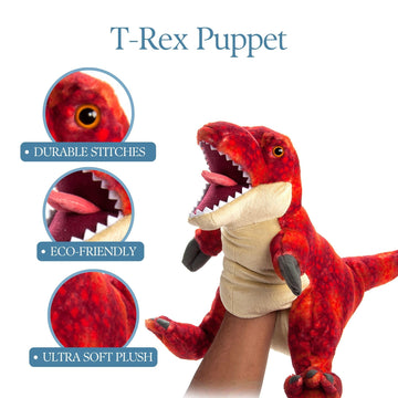 The Petting Zoo Dinosaur T-Rex Stuffed Animal Plushie, Gifts for Kids, Puppetz Animals, T-Rex Dinosaur Plush Toy 16 Inches