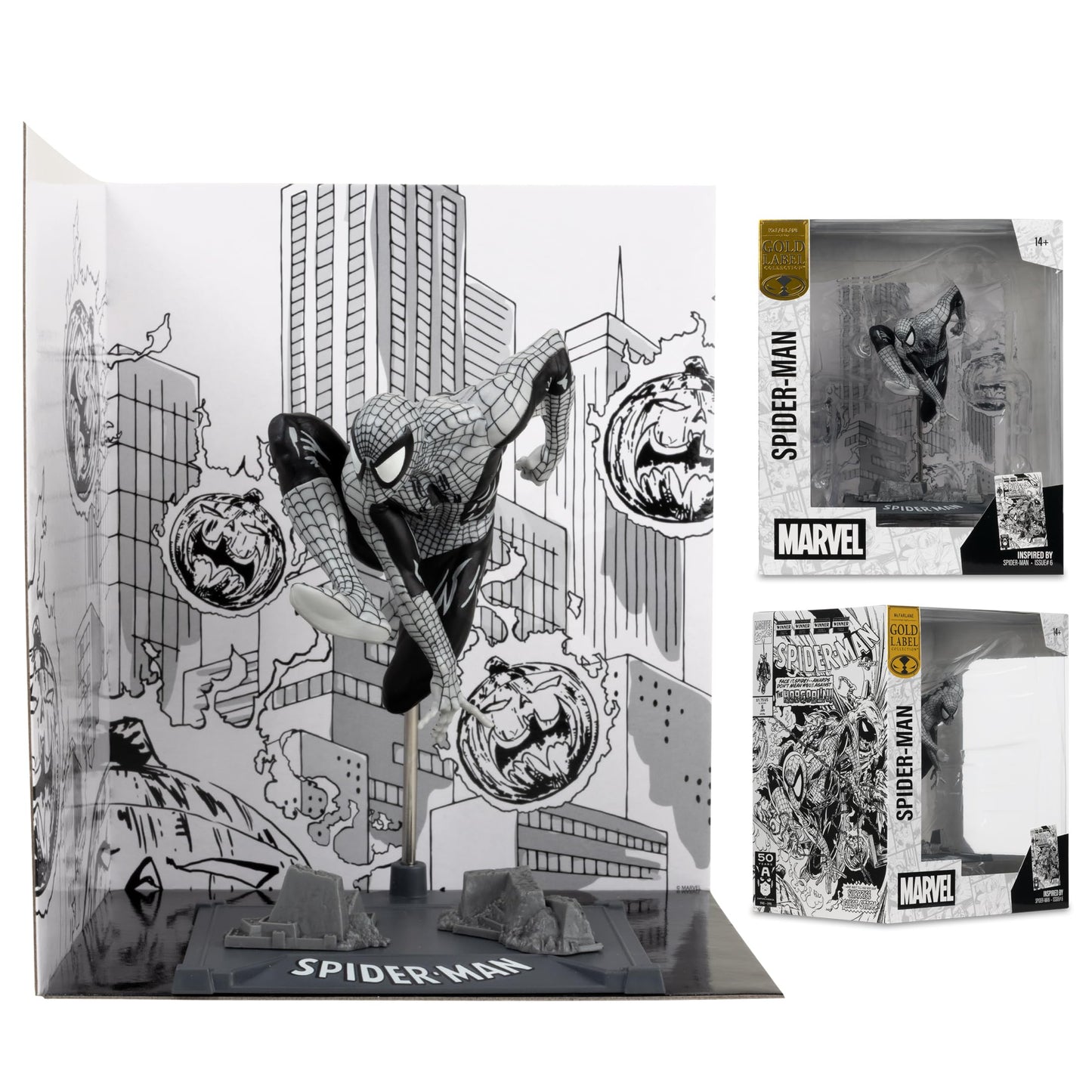 Marvel Statue Figure 1/10 Scale - Spider-Man #6 Black & White Gold Label