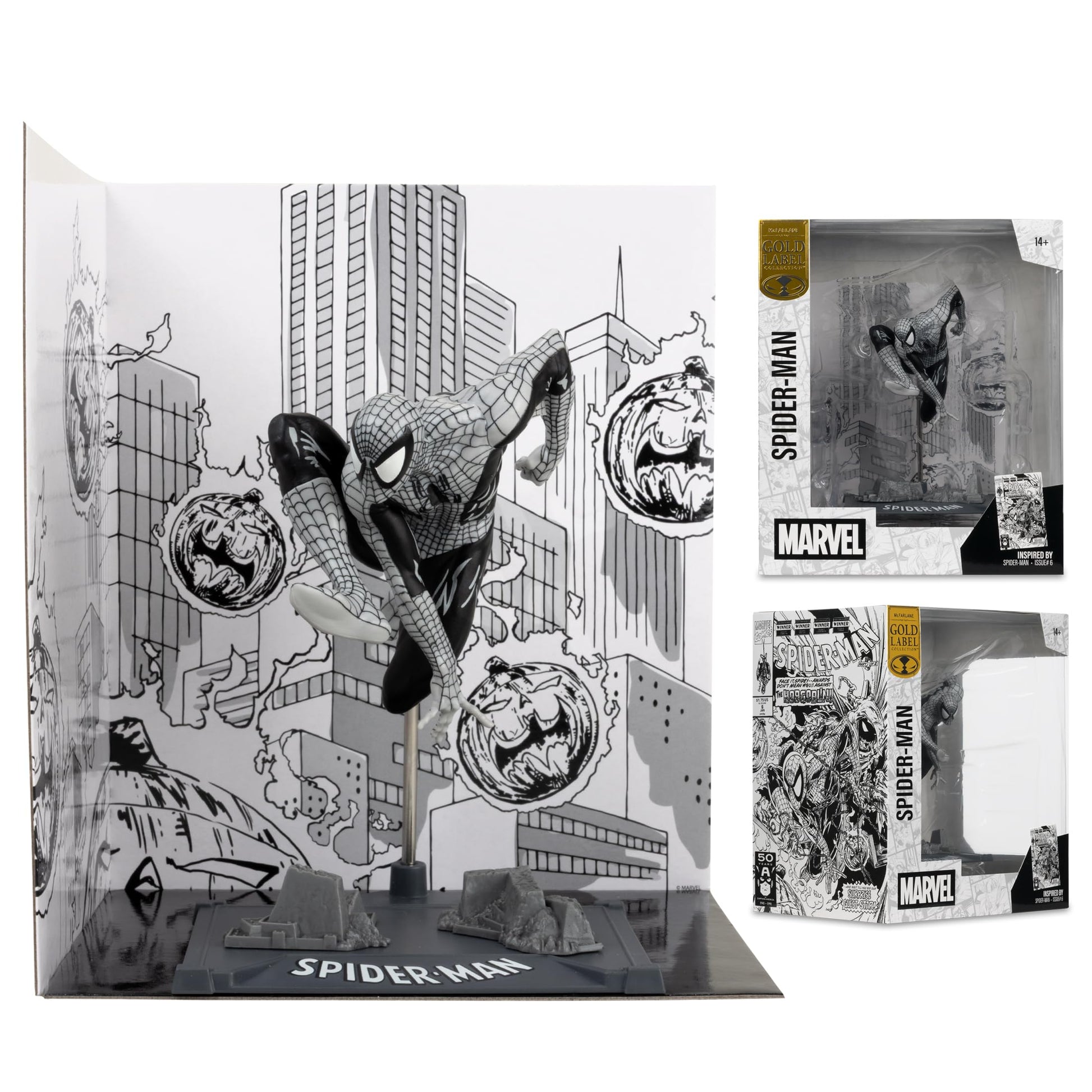 Marvel Statue Figure 1/10 Scale - Spider-Man #6 Black & White Gold Label