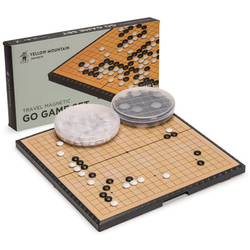 Yellow Mountain Imports Magnetic Go Game Set with Single Convex Magnetic Plastic Stones and Go Board, 11-inch