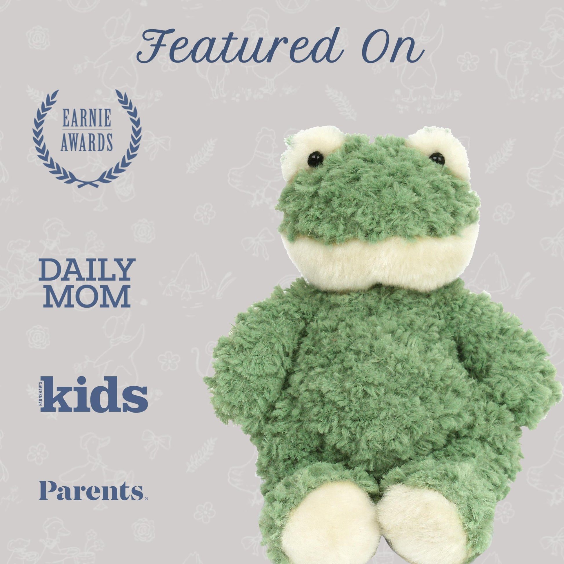 MON AMI Frankie The Frog 12-Inch Stuffed Animal, Soft Green Frog Plush Toy