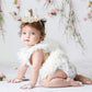 ZZDCMS White Floral 1st Birthday Crown - Baby Girls 1st Year Birthday Party Decorations,White, Glitter,Baby Shower Baptism Party Supply Hat Outfit