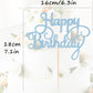 AHAORAY Happy Birthday Cake Topper - Light Blue Glitter Happy Birthday Cake Bunting Decor - Birthday Party Cake Decoration Supplies, for Photo Booth
