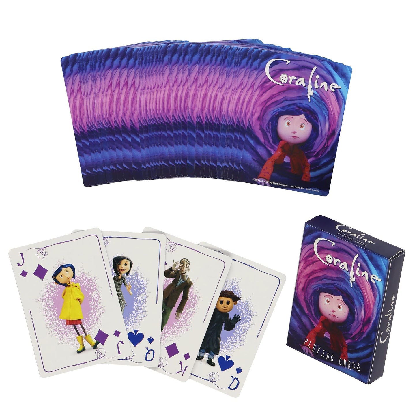 JUST FUNKY Coraline Movie Portal 52-Card Deck Playing Cards Character Artwork Single Standard for Solitaire Card Games