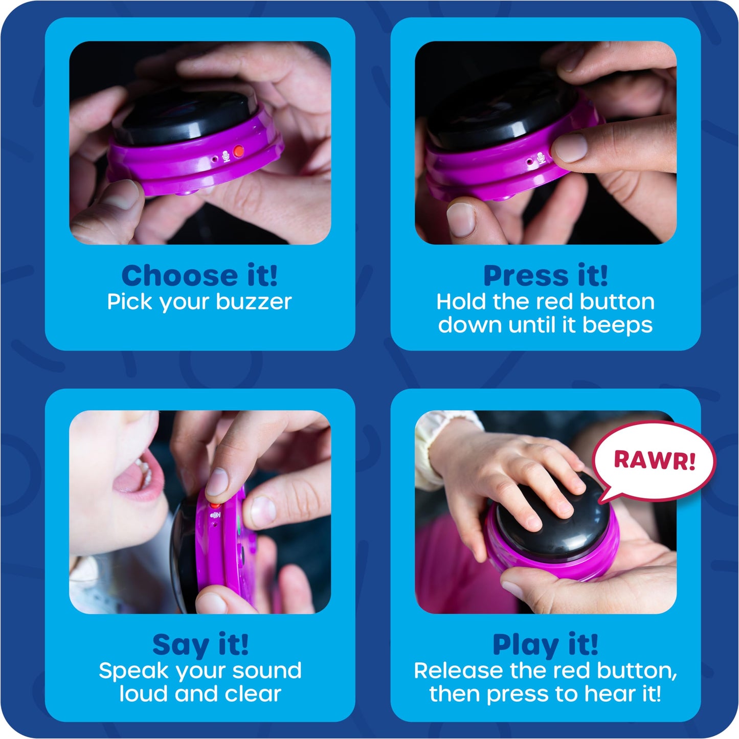 Learning Resources Recordable Answer Buzzers - Classroom Must Haves Supplies, Kids Toys, Sound Effect Button, Family Game Shows For Trivia