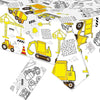 Broeify Giant Construction Coloring Tablecloth - 54"x108" Disposable Paper Table Cover Poster with Excavators, Dump Trucks, and Cranes for Birthday