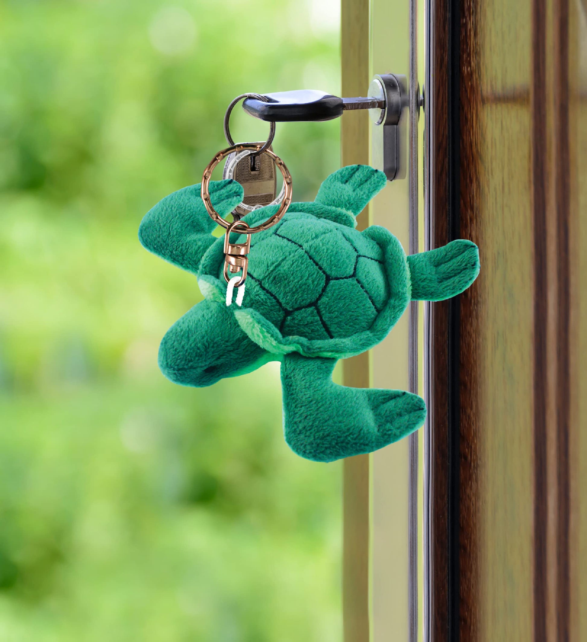 Puzzled Keychain, Green Sea Turtle Plush Toy, Soft Keyring Accessory, 4-Inch Unisex-Kids Keychain Decor, Children & Adult Couples Gift