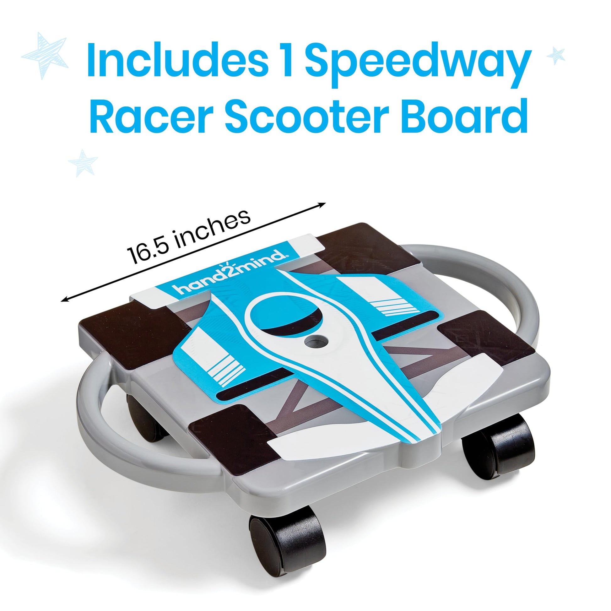 hand2mind Blue Speedway Racer Scooter Board, Gross Motor Toys, Ages 5+