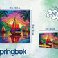 Springbok Tropical Sailing 500 Piece Square Jigsaw Puzzle for Adults - Poster Now Included - Stained Glass Sail Boat - Unique Cut Pieces - Made in USA