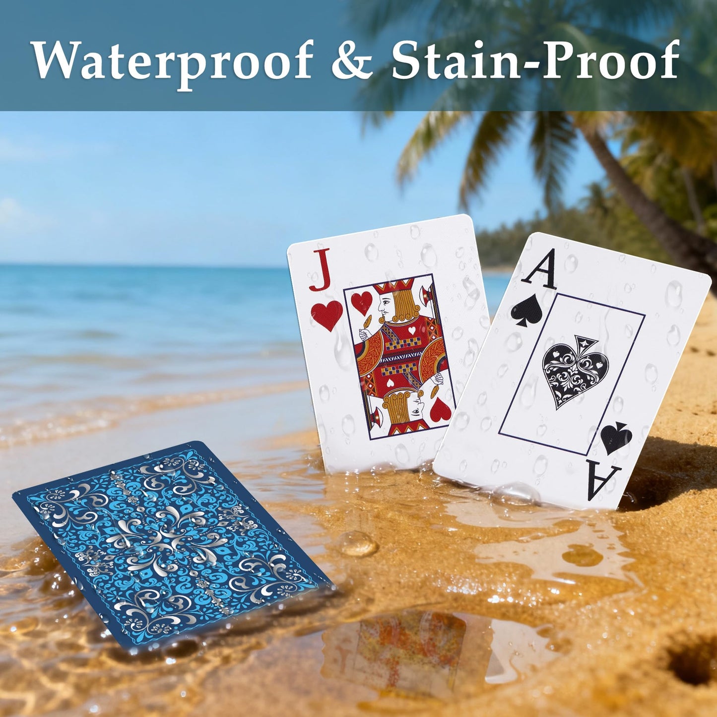 Playing Cards 4 Pack, Plastic Playing Cards Waterproof, Deck of Cards Bulk, Large Print Playing Card for Seniors Adults,Premium Poker Cards Set