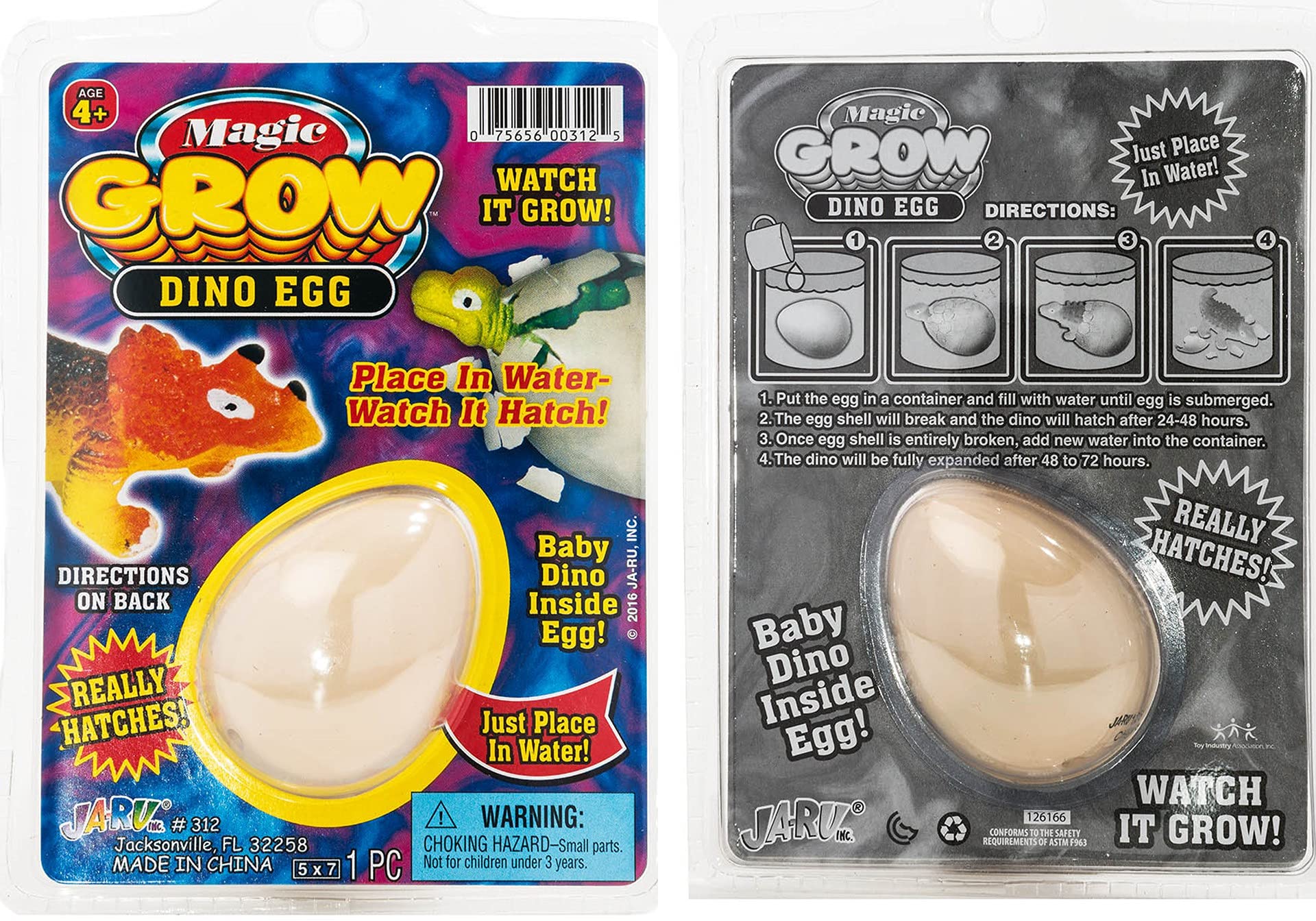 MAGIC GROW JA-RU Dino Egg Water Growing Toys (6 Dinosaur Eggs) Hatching & Growing Dinosaur in Water. Fidget Toys Bulk for Kids. Easter Basket