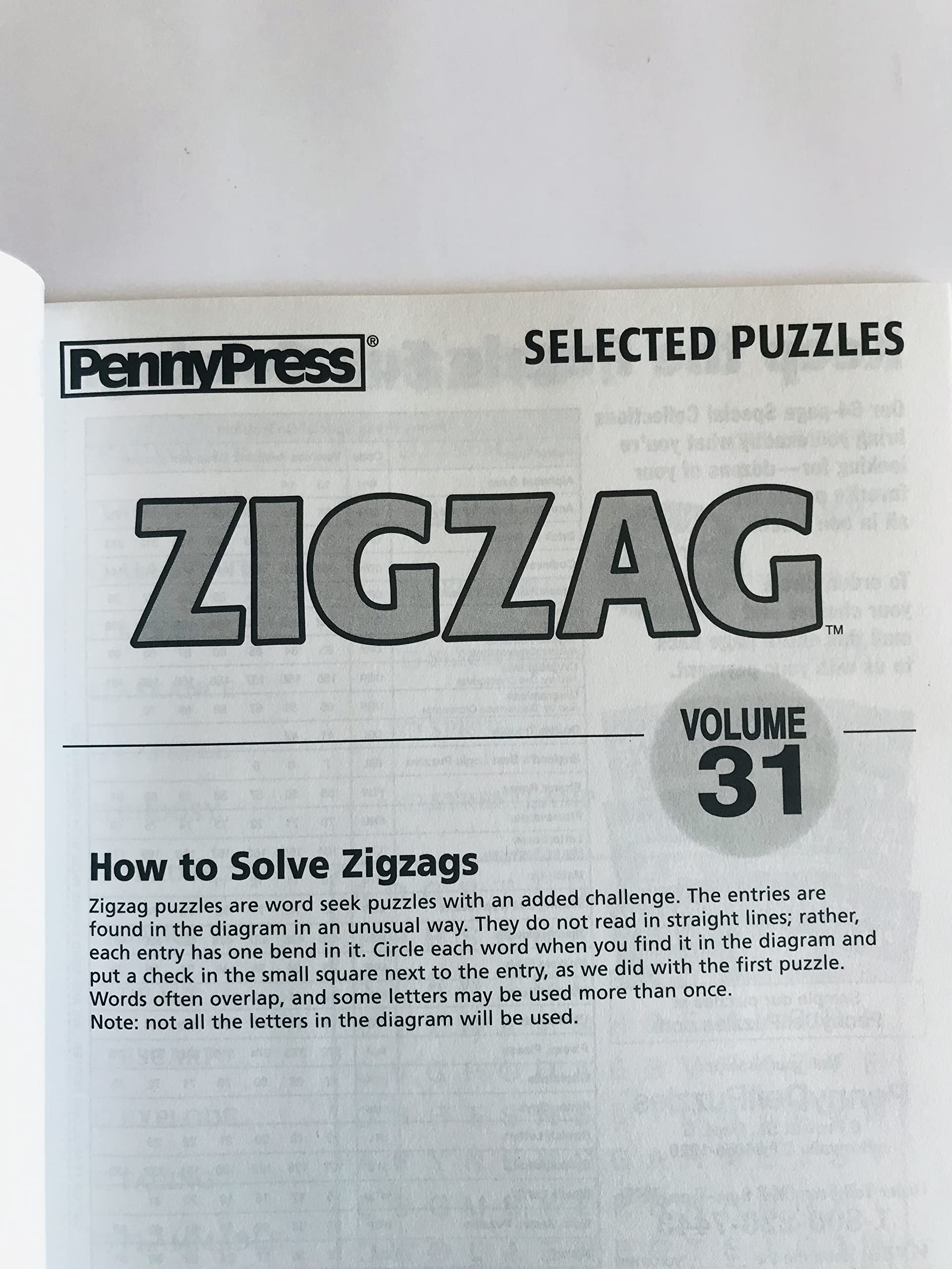 Volume 30 and 31 Zig Zag Word Search Puzzles from Penny Press Selected Puzzles