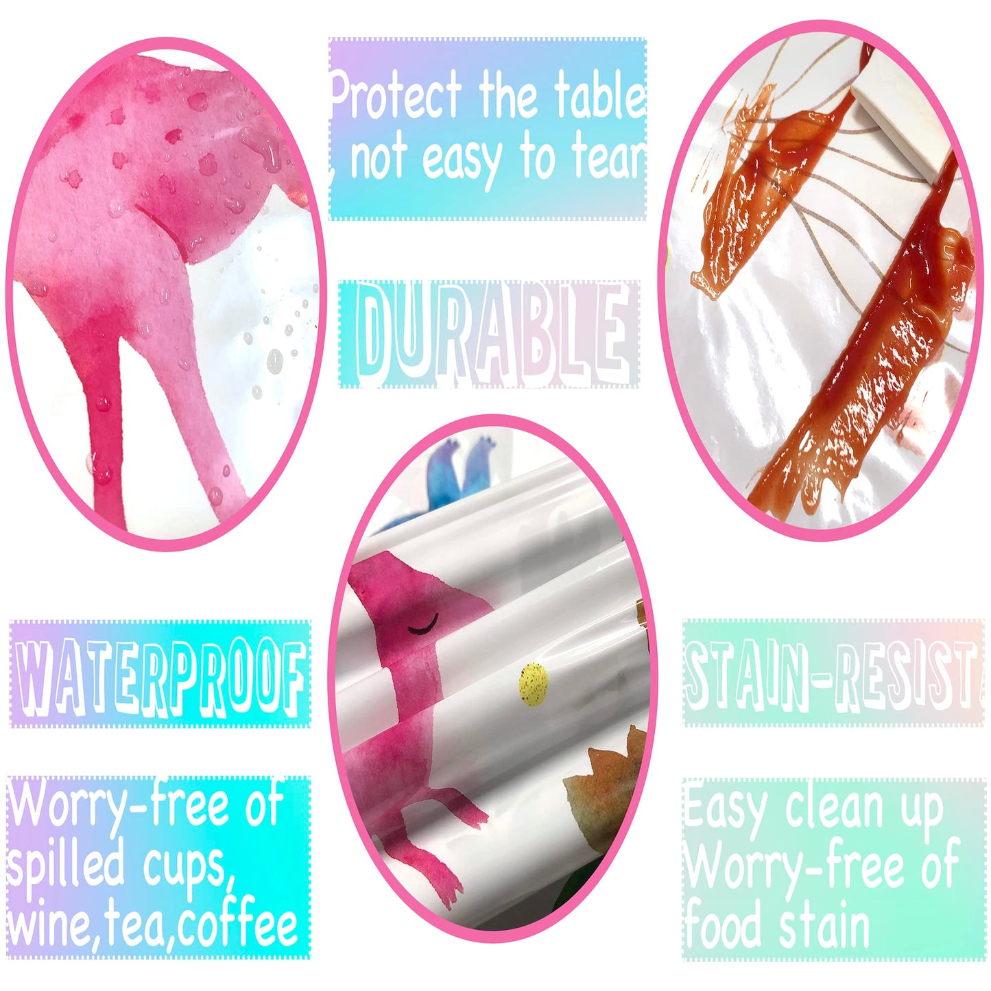 HaPiBiDesign Girl Dinosaur Birthday Party Tablecloth - Pink Dinosaur Plastic Disposable Table Cover - Girl Dinosaur Party Supplies (1, 54'' x 108'')