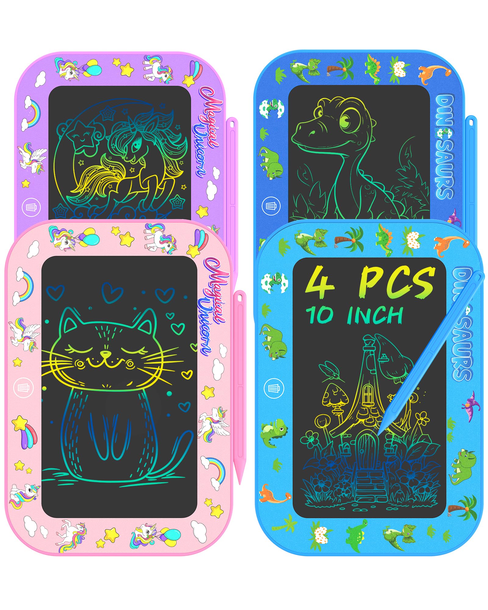 4Pack LCD Writing Tablet for Kids, 10Inch