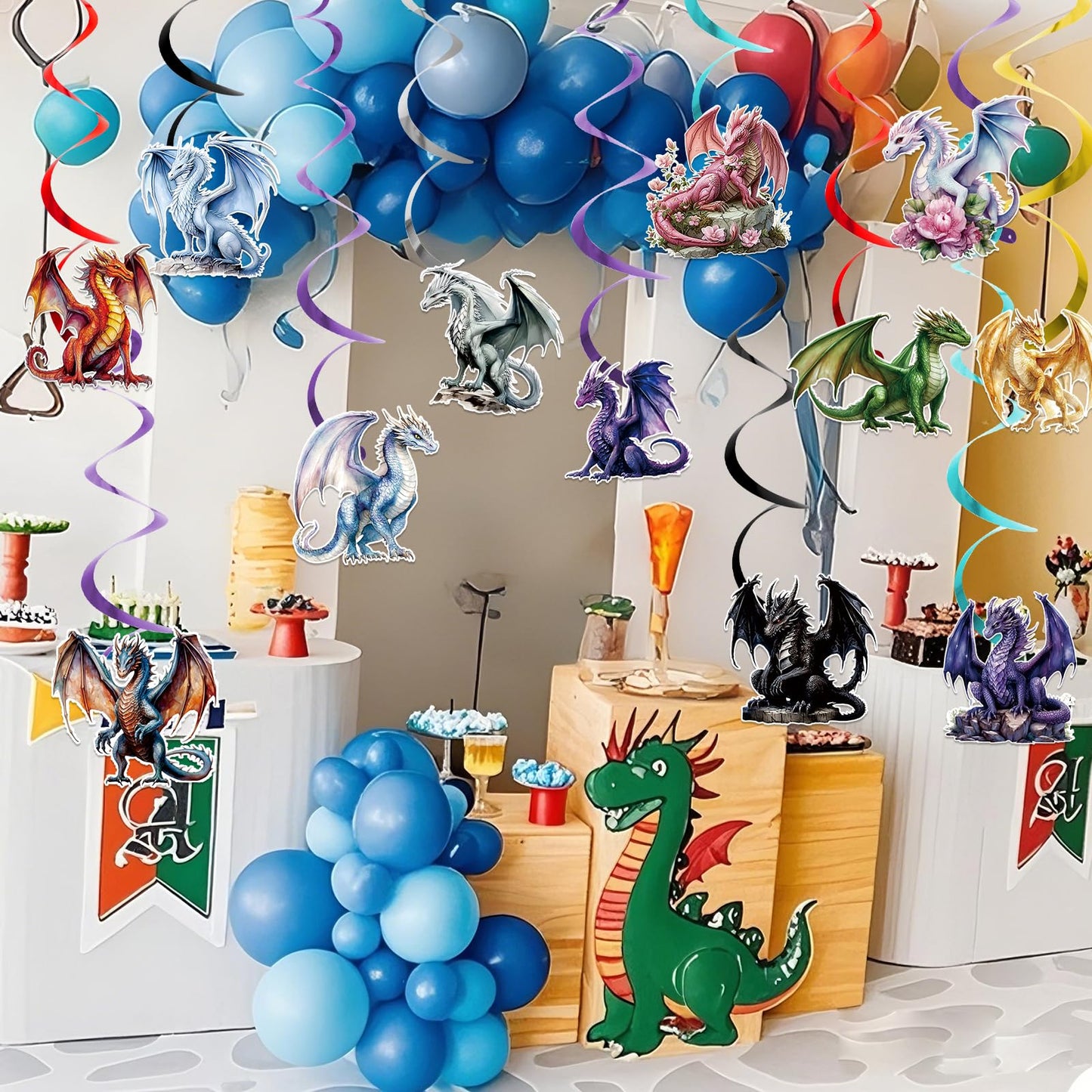 Dragon Birthday Party Decorations - Dragon Party Supplies 12pcs Dragon Theme Birthday Decorations Dragon Party Hanging Swirls