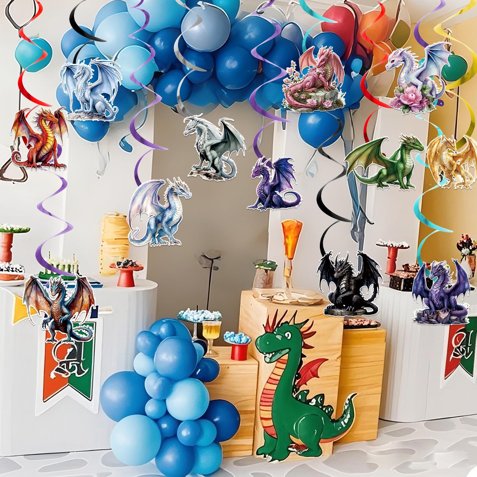 Dragon Birthday Party Decorations - Dragon Party Supplies 12pcs Dragon Theme Birthday Decorations Dragon Party Hanging Swirls