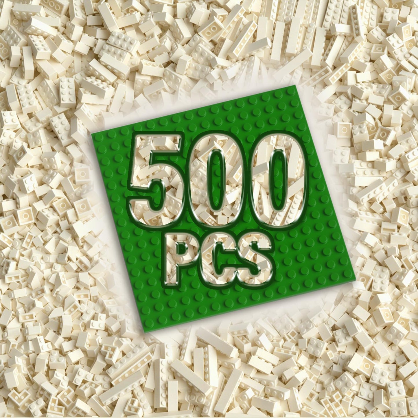 500 Piece White Building Bricks Compatible with LEGO 10 Size with Baseplate