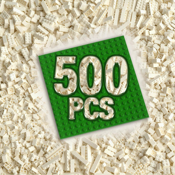 500 Piece White Building Bricks Compatible with LEGO 10 Size with Baseplate
