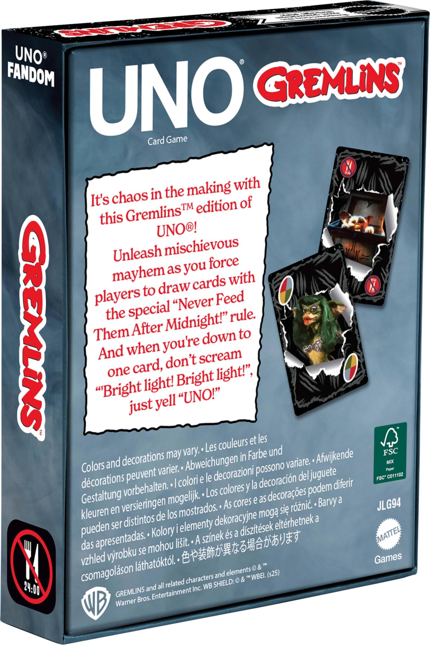 Mattel Games UNO Gremlins Card Game for Kids, Grown-Ups & Families, Travel & Camping for 2-10 Players Featuring Images from the Movie