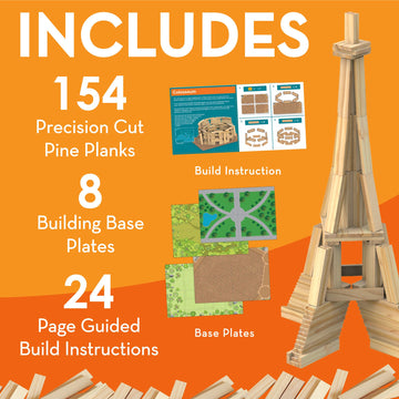 MindWare KEVA Models Monuments - 154 Wooden Building Planks & Step-by-Step Instructions to Build Iconic World Landmarks