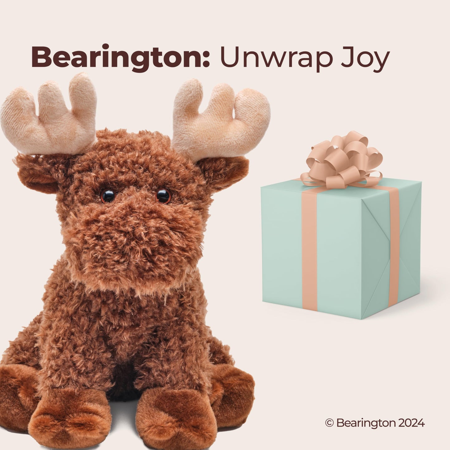 Bearington Morton The Moose Stuffed Animal - 10.5" Baby Moose Plush Toy with Soft and Fluffy Fur - Adorable Elk Stuffy Toy and Huggable Gift for Kids