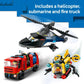 LEGO City Helicopter, Fire Truck & Submarine Remix Kids Toy - 3 Building Toys in 1 for Boys and Girls, Ages 7+ - Gift Idea for Birthdays - with 3