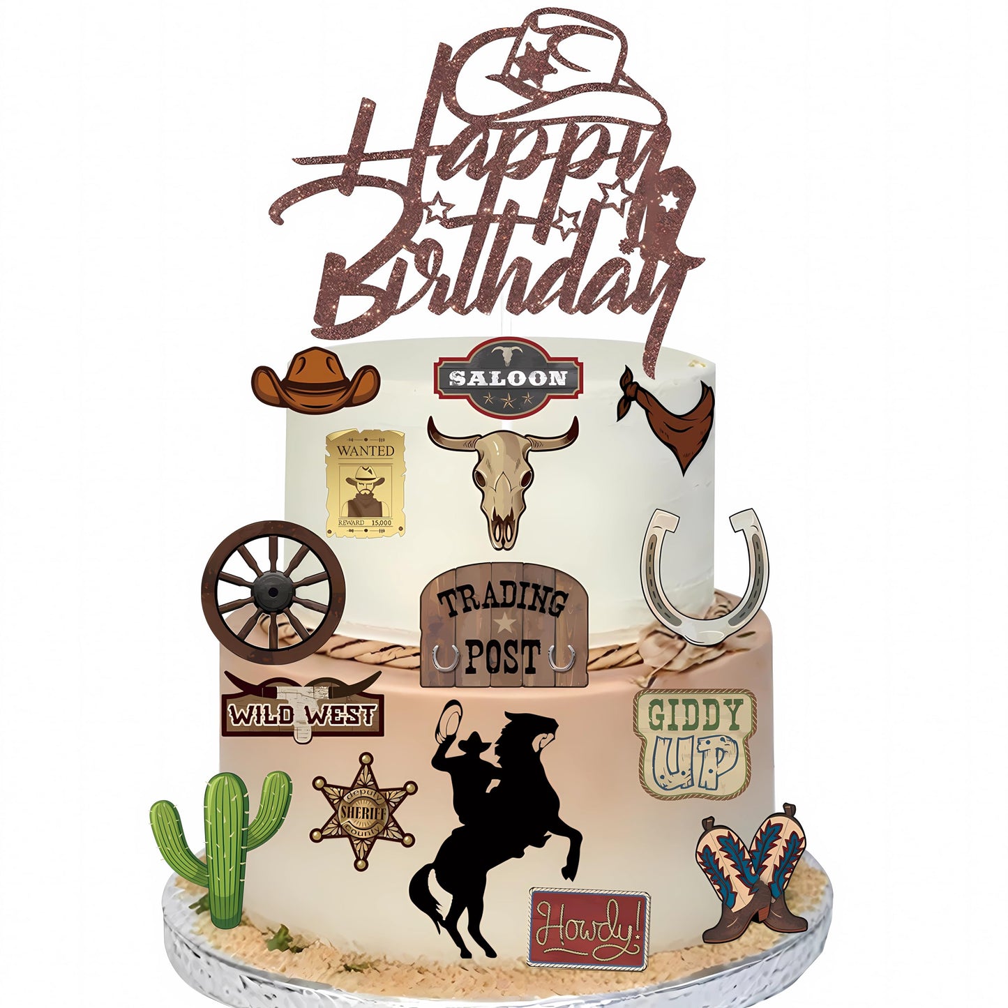 Cowboy Cake Toppers Glitter Cowboy Hat Cake Decorations Party Decoration