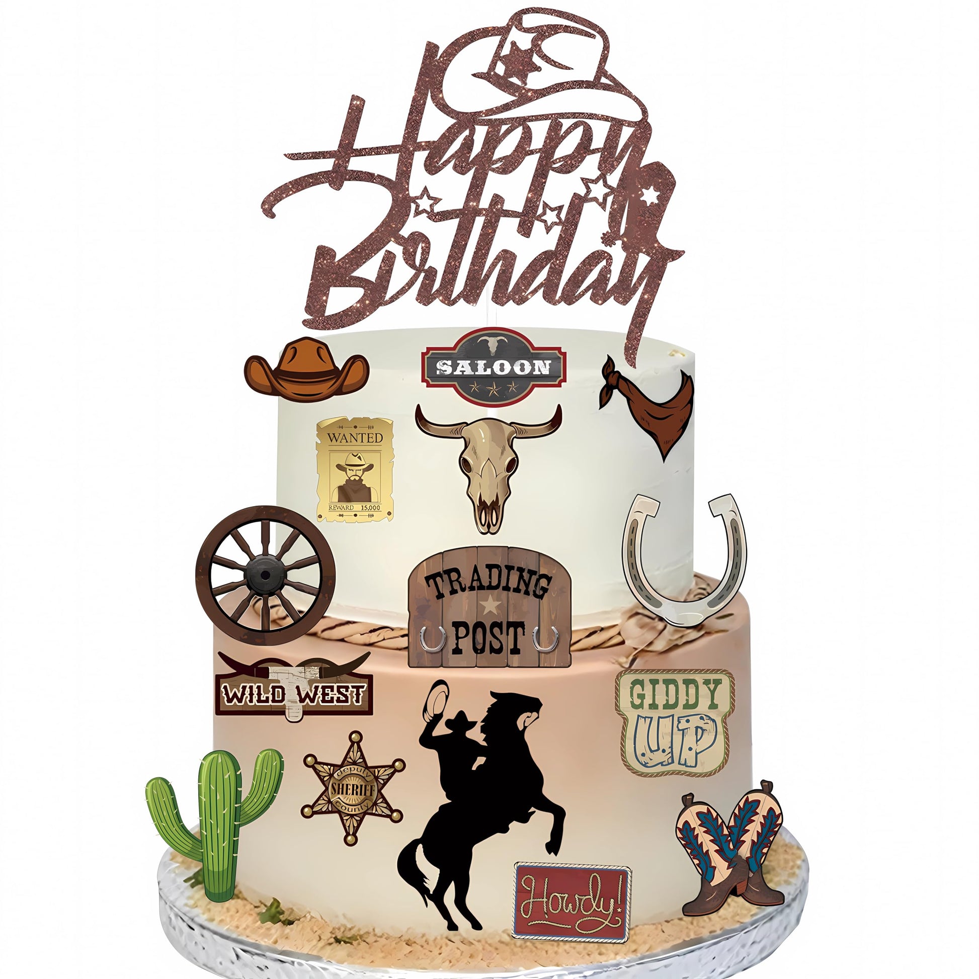 Cowboy Cake Toppers Glitter Cowboy Hat Cake Decorations Party Decoration