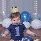 WAHAWU Navy Blue Half Birthday Party Crown - 1/2 Golden Birthday Party Hat, Happy Birthday Crown for Kids, Party Photo Prop, Party Decorations