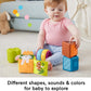Fisher-Price Baby Toy Busy Activity Sensory Blocks with Fine Motor Activities for Infants and Toddlers Ages 6+ Months
