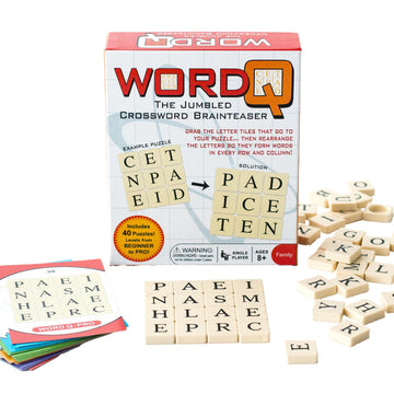 Continuum Games Word Q - Jumbled Crossword Puzzle Game with 40 Challenges - Brain Teaser Word Game for Kids & Adults, Solo Play, Educational Gift