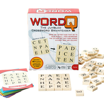 Continuum Games Word Q - Jumbled Crossword Puzzle Game with 40 Challenges - Brain Teaser Word Game for Kids & Adults, Solo Play, Educational Gift