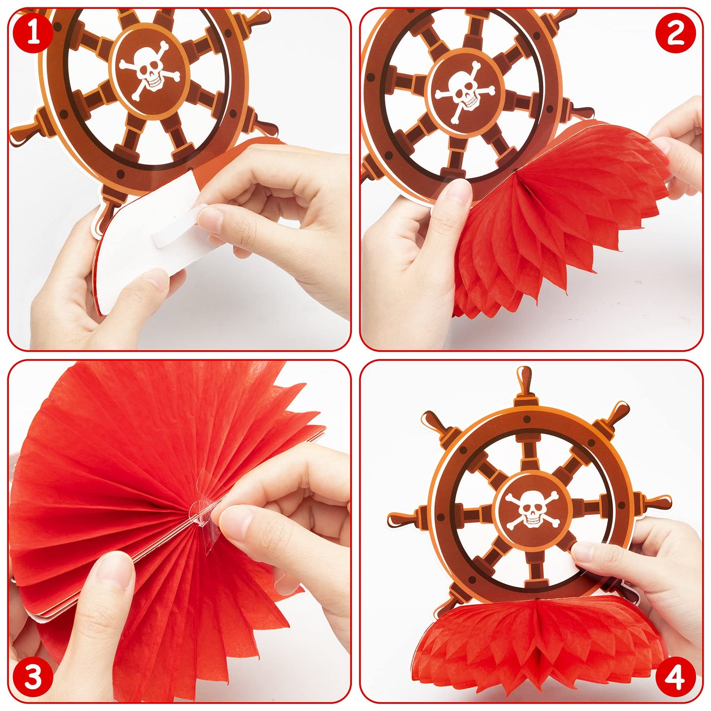 Haooryx Pirate Honeycomb Table Centerpieces -12Pcs Pirate Party Table Decoration Honeycomb Ball Kids' Birthday Nautical Party Decoration Newborn Baby