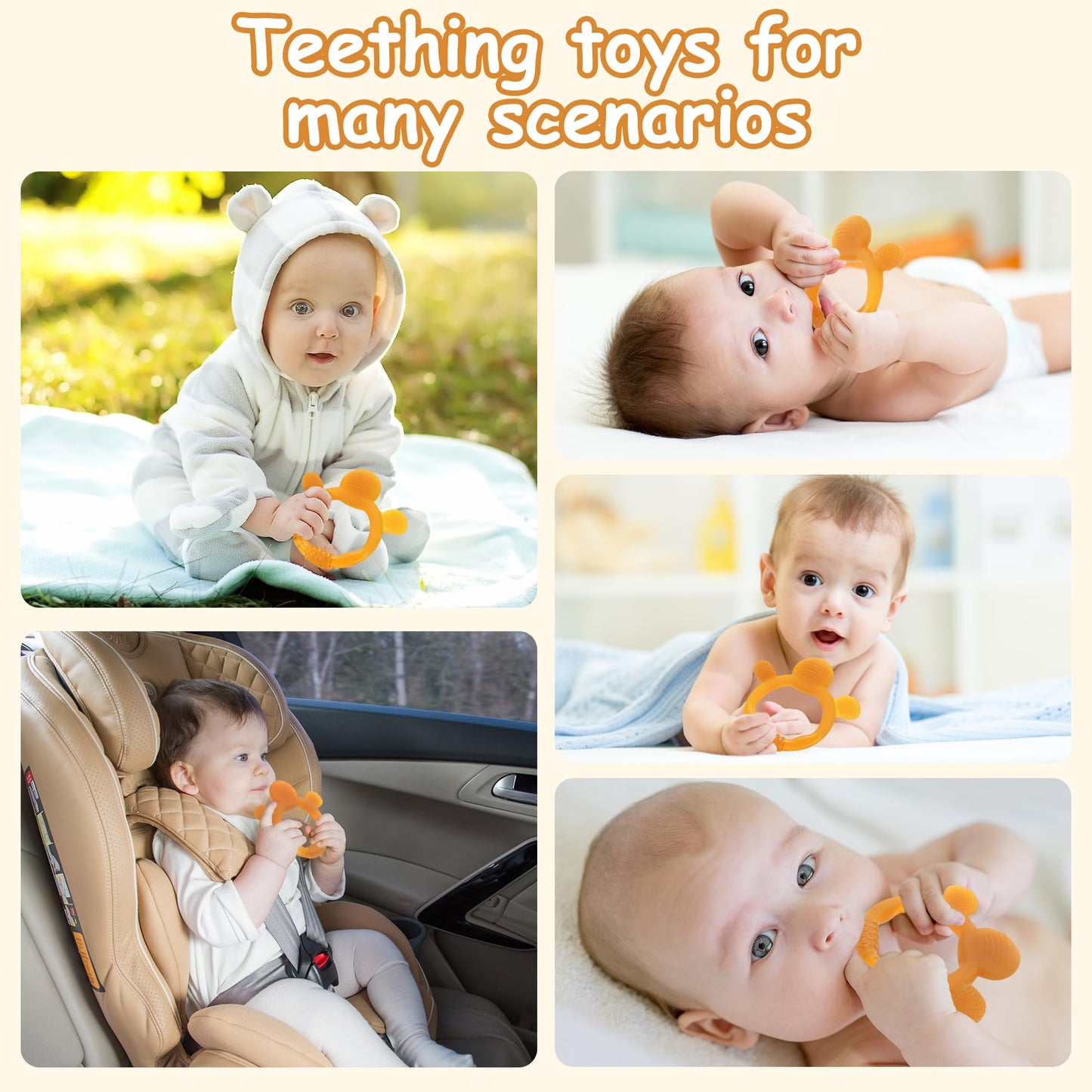 Food WAJIAYON Amber Oil Baby Teething Toys for Babies 0-6 Months,Baby Toys 6 to 12 Months,Freezer BPA Free Soft and Textured Silicone Baby Teether