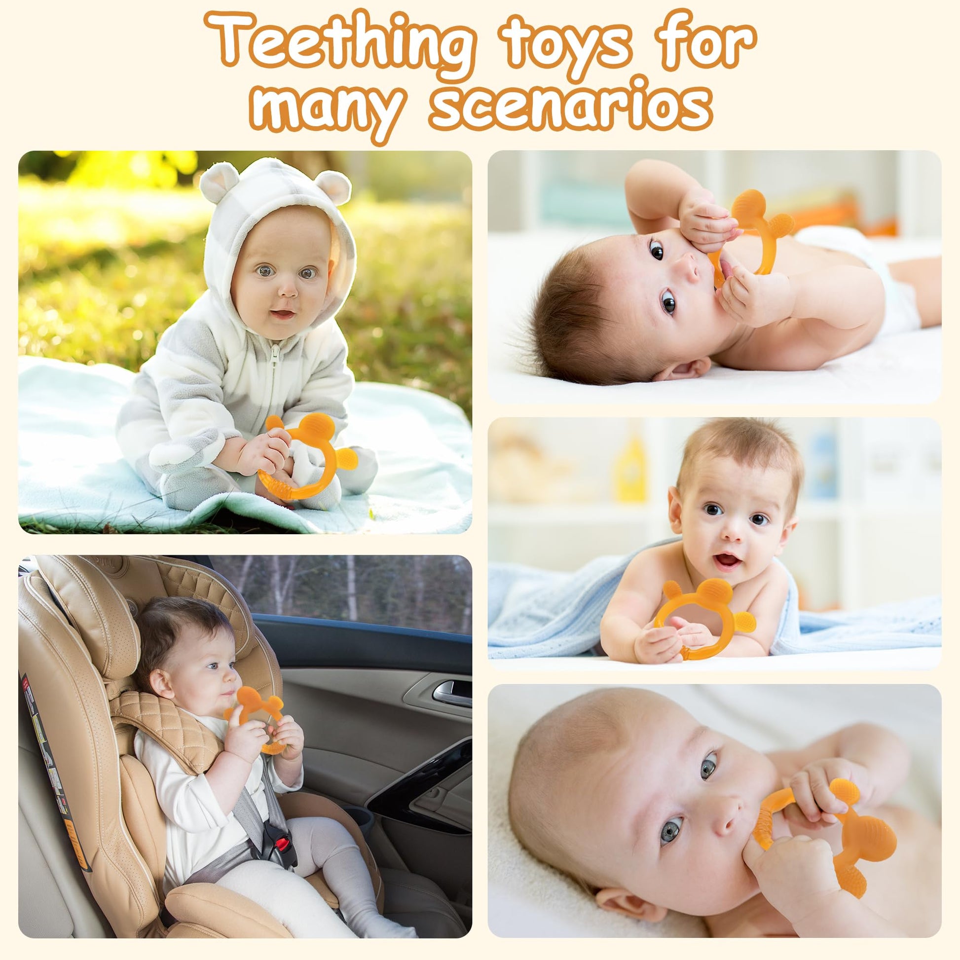 Food WAJIAYON Amber Oil Baby Teething Toys for Babies 0-6 Months,Baby Toys 6 to 12 Months,Freezer BPA Free Soft and Textured Silicone Baby Teether