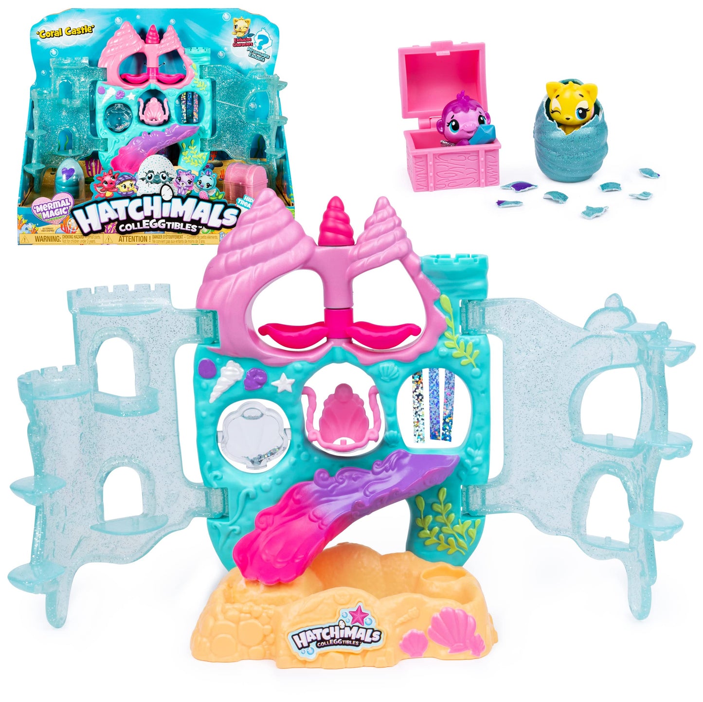 Hatchimals CollEGGtibles, Coral Castle Fold Open Playset with Exclusive Mermal Character (Amazon Exclusive Set), Girl Toys, Girls Gifts for Ages 5