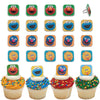 Sesame Street Rings, 24 Cupcake Toppers Featuring Elmo, Big Bird, Cookie Monster, Grover, Bright Colorful Cupcake Decorations, Food Safe - 24 Pack