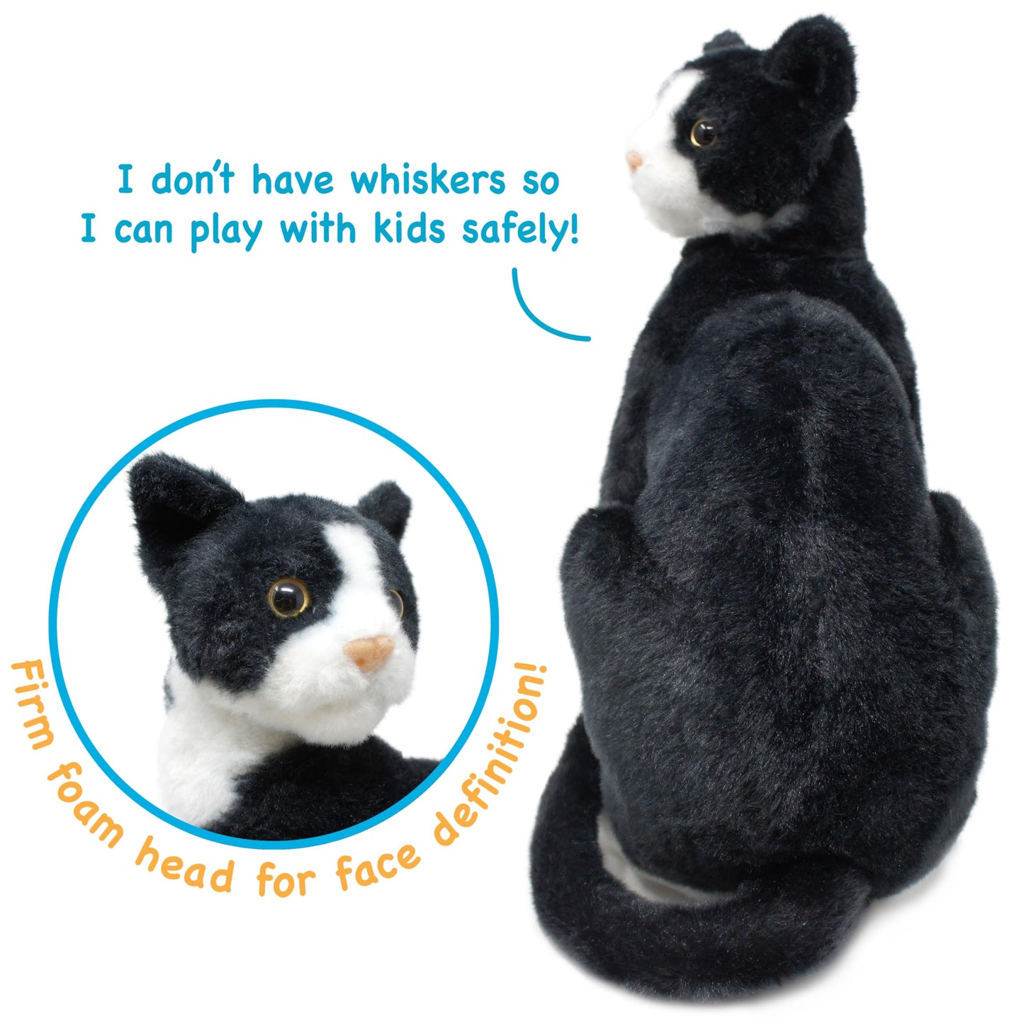 TigerHart Tate The Tuxedo Cat - 14 Inch Stuffed Animal Plush Black and White Kitten