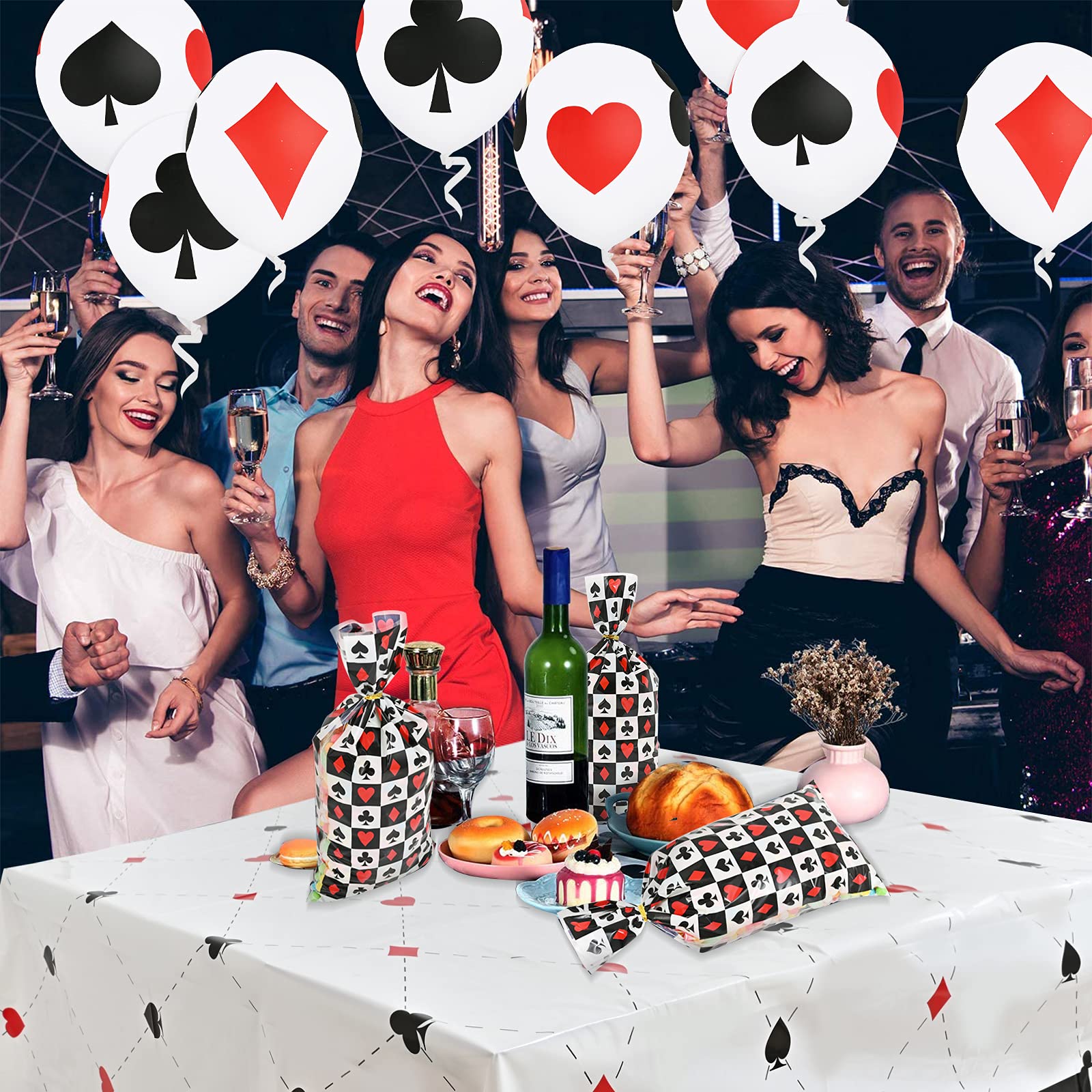 Lecpeting 2 Pcs Casino Tablecloth Casino Plastic Table Covers 87 x 51 Inches Poker Birthday Tablecovers for Birthday Party Supplies