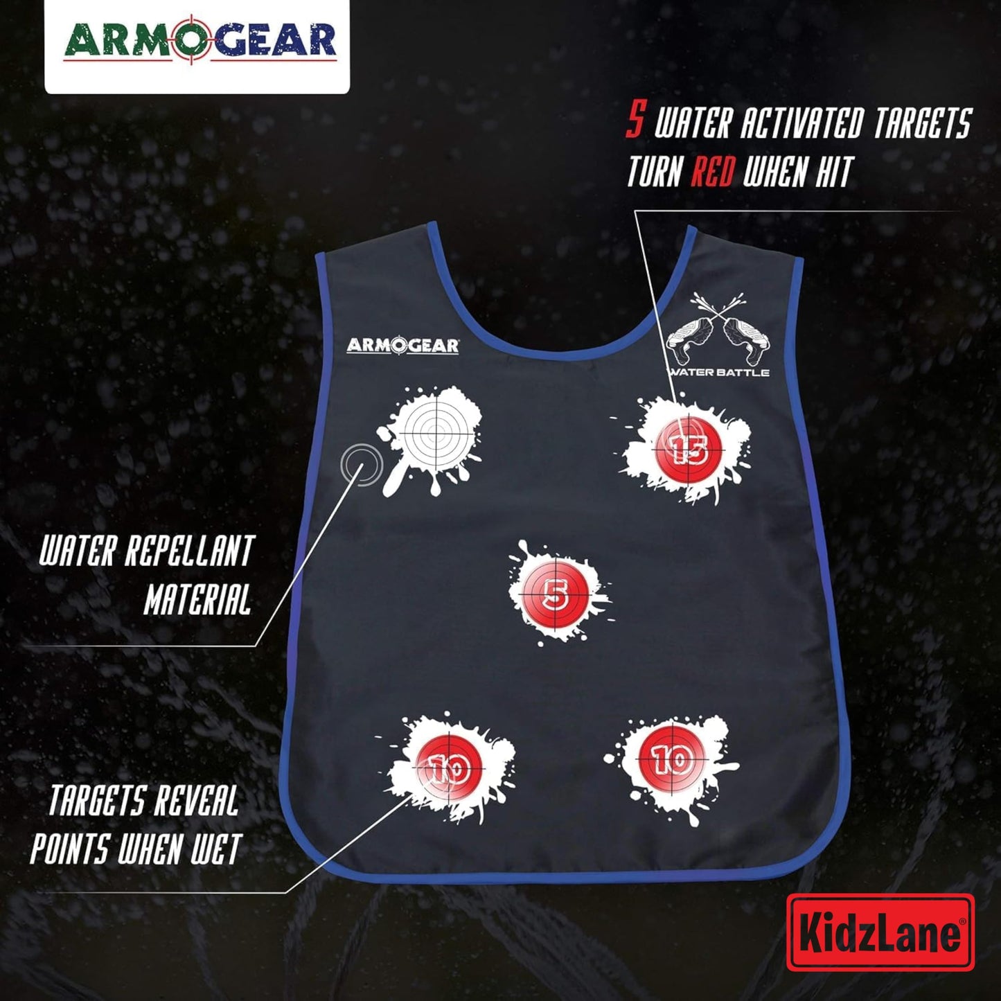 ArmoGear Water Activated Target Vests for Water Guns (4 Pack) | Summer Outdoor or Backyard Water Toy for Teen Kids | Outdoor Play Fun Toy for Boys