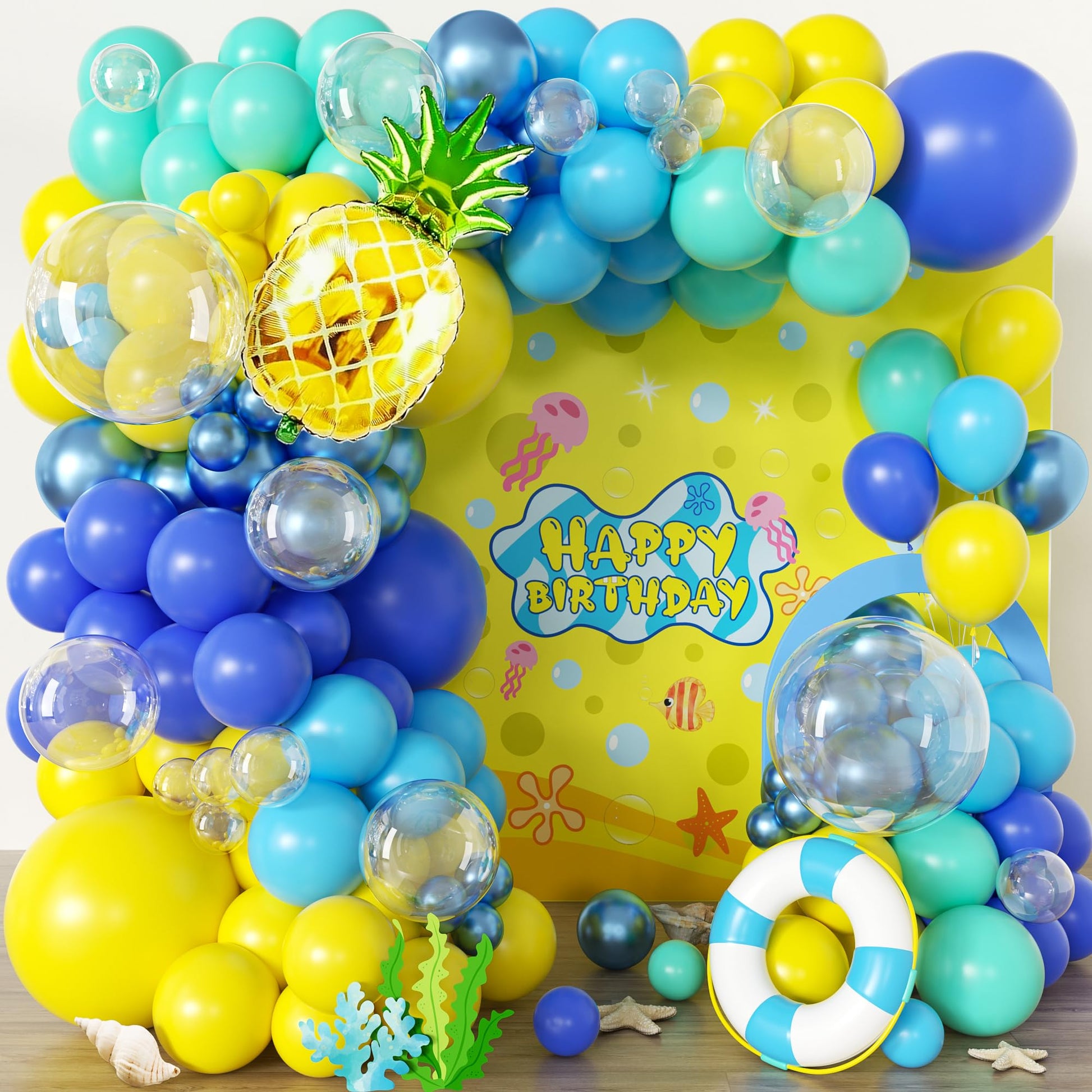 100pcs Hawaii Balloons Garland Arch Kit with Balloons for Birthday Decorations,Party Supplies for boys Girls (Sponge)