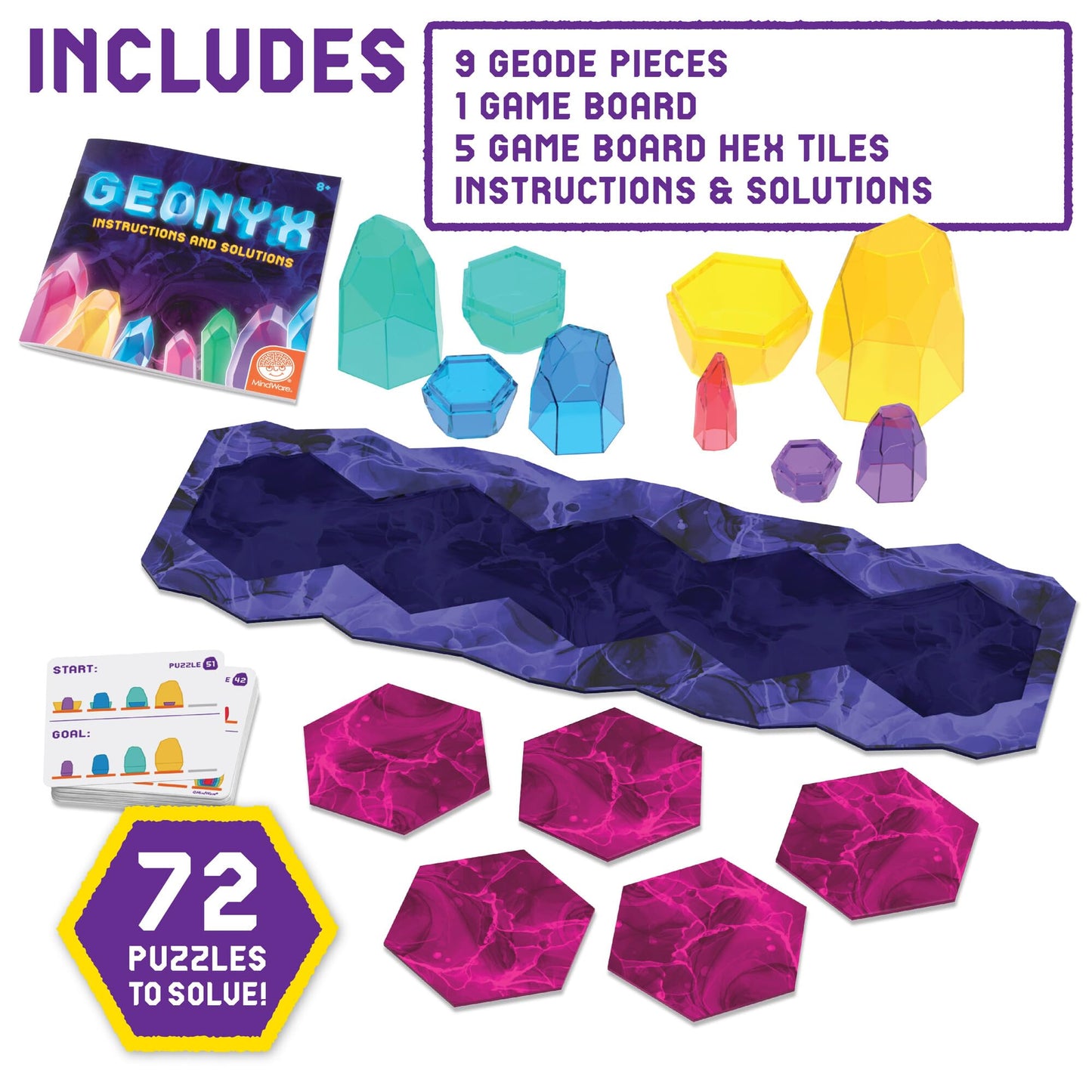 MindWare Geonyx Single-Player Logic Game, Crystal-Shifting Brain Teaser Puzzle with Progressive Challenges for Critical Thinking and Spatial