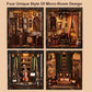 Book Nook for Adults - Four Sides Uniquely Styled Miniature House Kit
