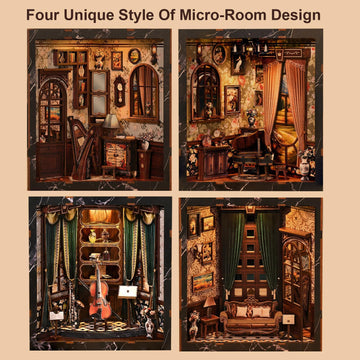 Book Nook for Adults - Four Sides Uniquely Styled Miniature House Kit